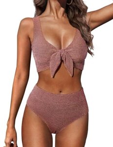 Hanna Nikole High Waisted Textured Bikini Sets for Women Two Piece Swimsuit Full