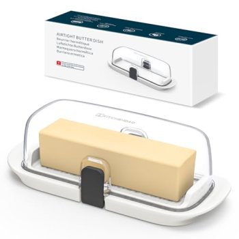 KITCHENDAO One-handed Airtight Butter Dish with Lid for Countertop and Refrigera