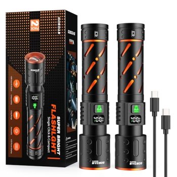 Gosdas Rechargeable Flashlights High Lumens 100000 2 Pack