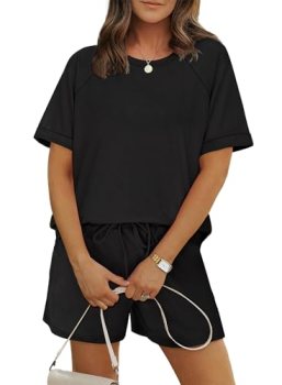 WIHOLL Two Piece Sets for Women 2 Piece Lounge Short Sets for Women Matching Set