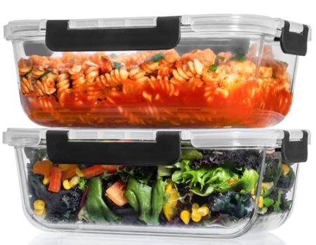 Razab 2 Pcs 1860ml / 63 Oz Large Glass Food Storage Containers with Lids