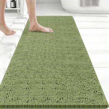 Bcoimo 48×24 Chenille Bath Mat – Non-Slip with Backing Bath Rug Ultra-Absorbent