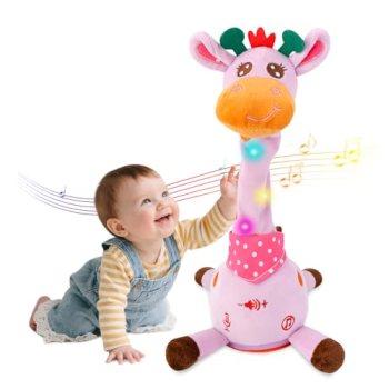 LUKETURE Purple Musical Talking Dancing Giraffe Plush Toy