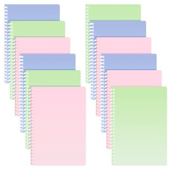 Niodel 9 Pcs Spiral Notebooks, 3 Gradient Colors (Pink/Green/Blue)