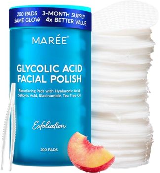 MAREE Glycolic Acid Pads – 200 Toner Pads for Face Cleansing