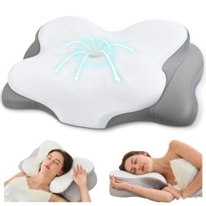 Fyova Cervical Neck Pillow, Ergonomic Memory Foam Pillows for Neck Pain Relief w