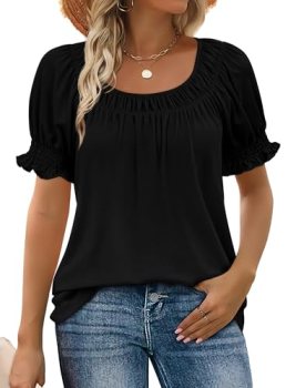 Womens Tops Spring Tops for Women Clothing Trendy Fashion Puff Short Sleeve T Sh