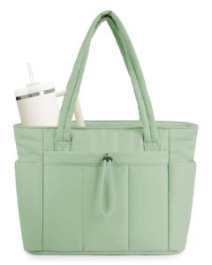 Wandering Nature Puffer Tote Bag with Cup Holder & Laptop Compartment & Trolley