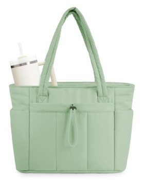 Wandering Nature Puffer Tote Bag with Cup Holder & Laptop Compartment & Trolley