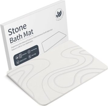 Veeloim Stone Bath Mat Diatomaceous Earth Shower Mat Non-Slip Super Absorbent Di