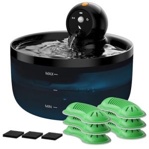 Battery Operated Cat Water Fountain: GOOIFUN Cat Fountain with 6 Filters + 3 Spo