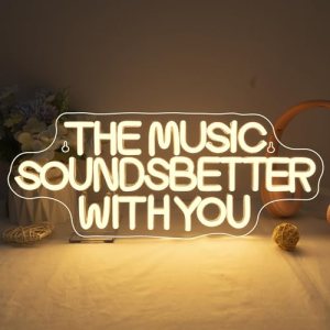 NOSUN The Music Sounds Better with You Neon Sign Romance Neon Signs for Wall Dec