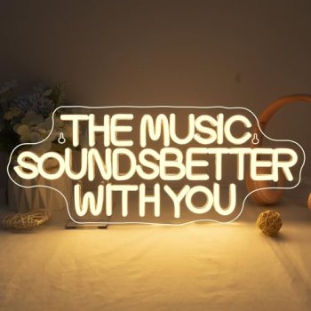 NOSUN The Music Sounds Better with You Neon Sign Romance Neon Signs for Wall Dec