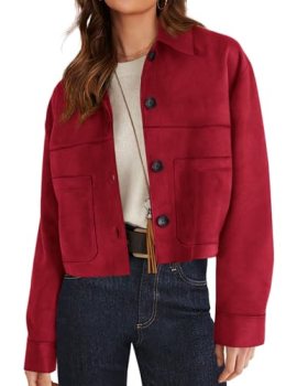 PRETTYGARDEN Women’s Faux Suede Cropped Jacket Casual Lightweight Fall Fashion 2