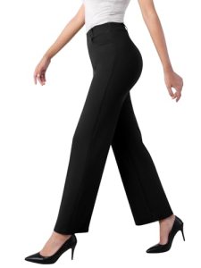 IPMQ Women’s Straight Wide Leg Dress Pants Stretchy Work Pants Business Casual S
