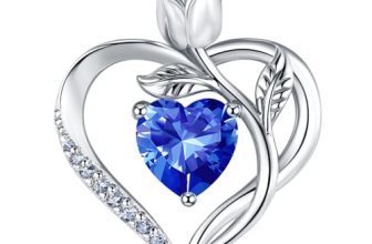 JACUPO 1.2 Carat Rose Heart Necklace Lab-Created Sapphire Necklace Royal Blue Se
