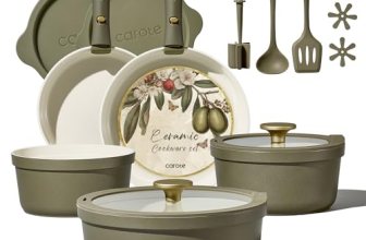 Carote 21pcs Ceramic Cookware Set with Detachable Handles