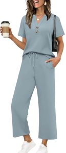 OFEEFAN Summer Outfits for Women 2026 Dressy Casual Workout Sets 2 Piece Button