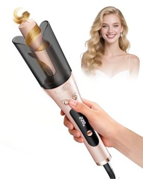 LANDOT Automatic Rotating Curling Iron 1-inch – Easy-to-Use Self Curling Wand