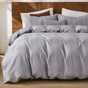 Merryword 100% Cotton Stripe Duvet Cover Set King Size