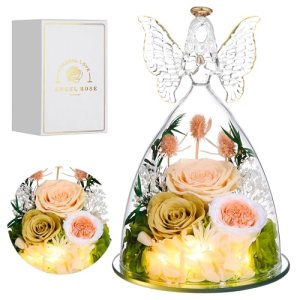 Tiaronics Mothers Day Rose Gifts for Women Preserved Real Flower in Glass Angel