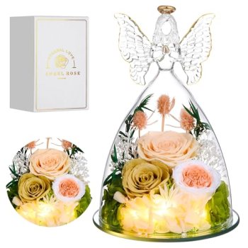Tiaronics Mothers Day Rose Gifts for Women Preserved Real Flower in Glass Angel