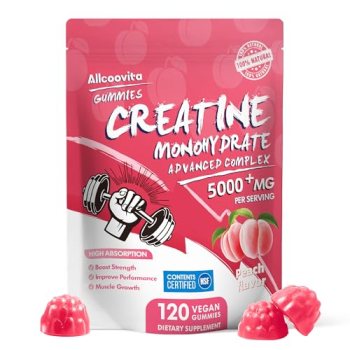 Allcoovita Creatine Monohydrate Gummies 5g for Men & Women. Boost Focus