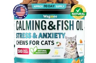 Wagmee Cat Calming Treats – 500 Crunchy & Creamy Cat Chews with Melatonin
