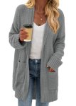 KIRUNDO Cardigan Sweaters for Women 2026 Fall Chunky Fuzzy Knit Open Front Loose