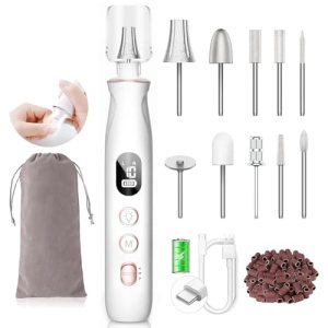 HSKAI Professional Nail Drill Kit: Electric Nail File with LCD & Lamp