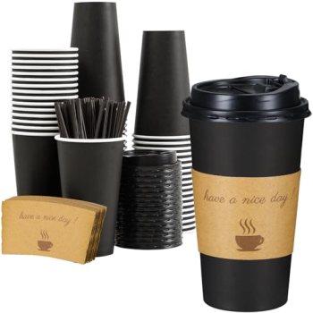 Lamosi 20 oz Disposable Coffee Cups with Lids 50 Pack