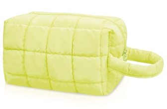 Gosect Quilted Cute Makeup Bag, Checkered Cosmetic Bags with Divider, Waterproof