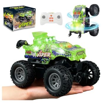 BEZGAR Monster Truck Toys – 2.4GHz 1:64 Remote Control Car with Colorful Lights