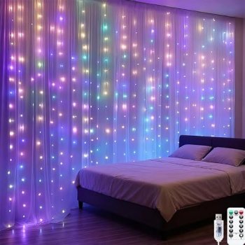 300LED Fairy Curtain Lights, 9.8×9.8Ft Warm White USB Plug in 8 Modes & Timer Ch