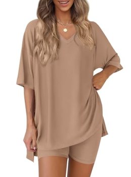 PRETTYGARDEN 2 Piece Sets for Women Summer 2026 Lounge Short Set Spring Matching