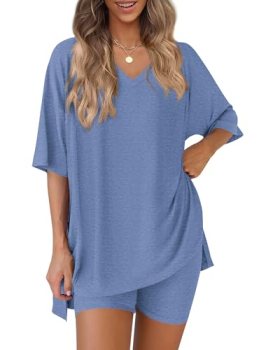 PRETTYGARDEN 2 Piece Sets for Women Summer 2026 Lounge Short Set Spring Matching