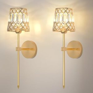 Gold Battery Operated Wall Sconces Set of 2