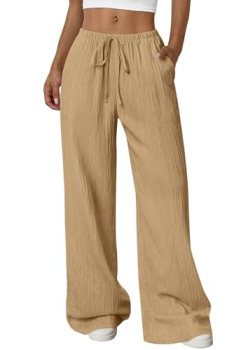 PRETTYGARDEN Womens Palazzo Pants Summer Fashion 2026 High Waisted Wide Leg Draw