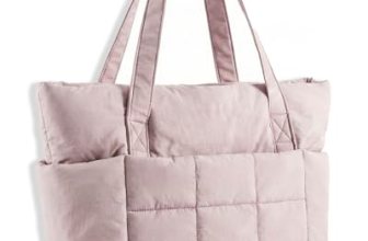 U+U Puffer Tote Bag for Women, Quilted Work Handbag with Compartments