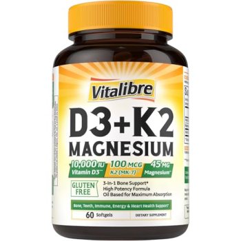 Vitalibre Vitamin D3 K2 + Magnesium Supplement