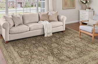 PureCozy Brown 5×7 Area Rug Non Slip Vintage Living Room Distressed Machine Wash