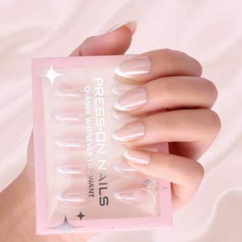 French Tip Press On Nails Acrylic – Short Almond Fake Nails Press ons