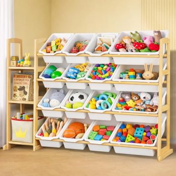 Etitlly Kids Toy Storage Organizer with Bookshelf