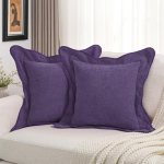 FUTEI Pack of 2 Solid Scalloped Bordered Throw Pillow Covers 18×18 Inch Soft Che