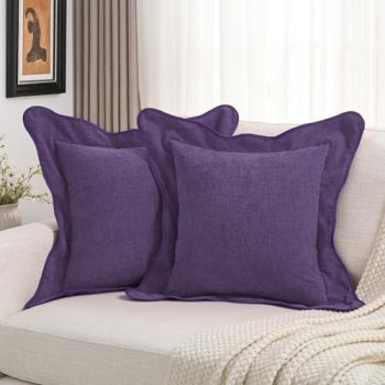 FUTEI Pack of 2 Solid Scalloped Bordered Throw Pillow Covers 18×18 Inch Soft Che
