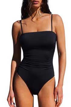 SUUKSESS Women Sexy One Piece Swimsuit Tummy Control Square Neck Bathing Suit Re