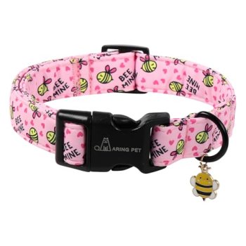 ARING PET Bee Dog Collar, Cute Spring Summer Pink Yellow Honeybees Pet Collars f