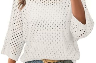 SHEWIN Summer Sweaters for Women Casual Crew Neck Short Sleeve Sweater Lightweig