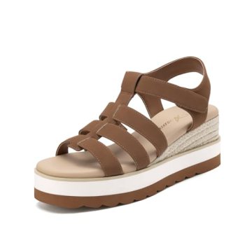 Athlefit Espadrille Low Wedge Sandals for Women Comfortable Casual Open Toe Plat