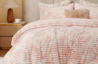 BEDELITE Fleece Queen Comforter Set -Super Soft & Warm Fluffy Pink&White Bedding